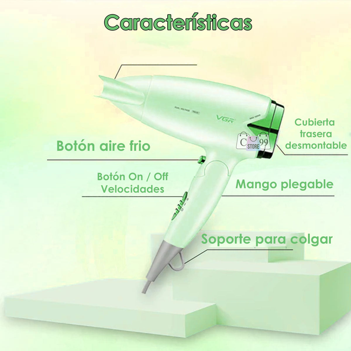Secador  Viajero De Cabello VGR-428