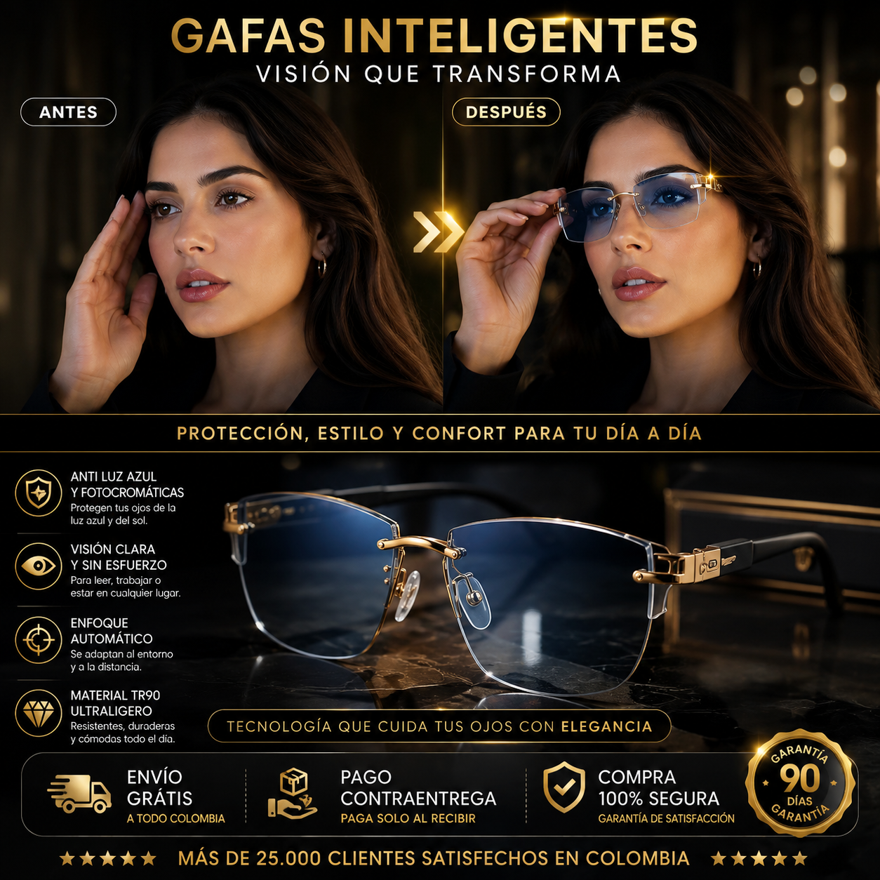 ⚡⚡⚡OFERTA RELÁMPAGO⚡⚡⚡❤️Gafas TR90 Pro Titanium FM! Dile adiós a la fatiga visual❤️ COMPRA 1 Y LLEVE 2 + Solo pagas cuando recibes el producto 🚚  Envío gratis.